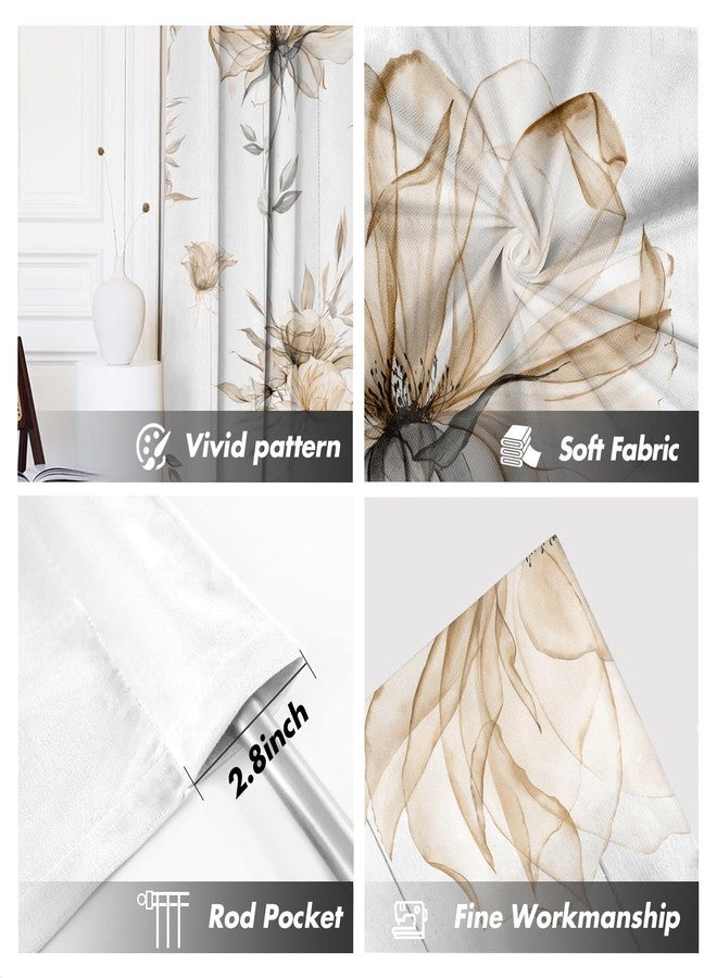 Kikiry Floral Kitchen Curtains Mini 27.5''W x 39''L Flower Spring Blossom Farmhouse Pretty Watercolor Vintage Woman Girl Short Small Cafe Room Rod Pocket Window Drapes Treatment Tiers Fabric 1 Pair - Image 2